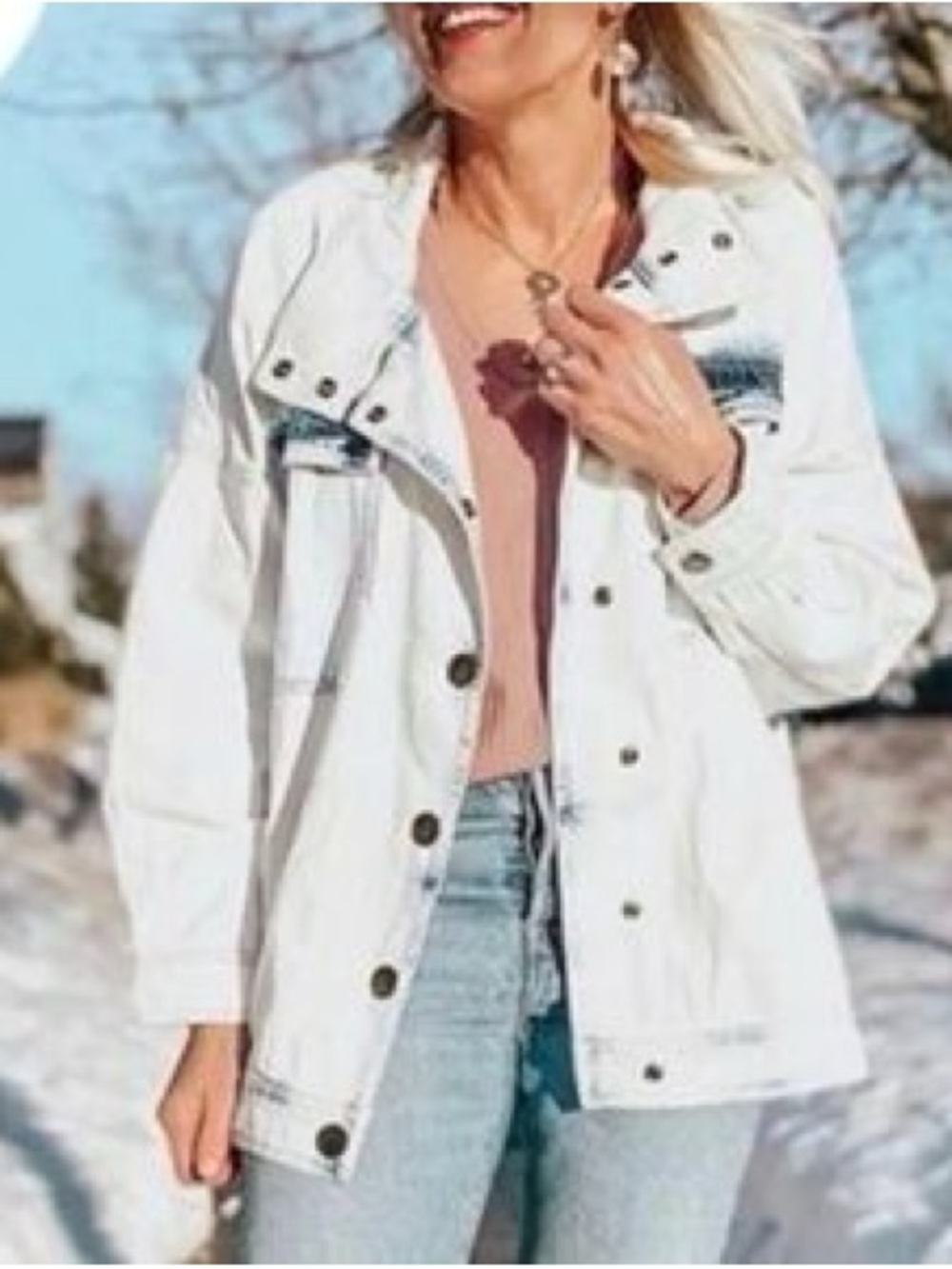 CAbi Light Blue & White Denim Jacket - Picture 9 of 9